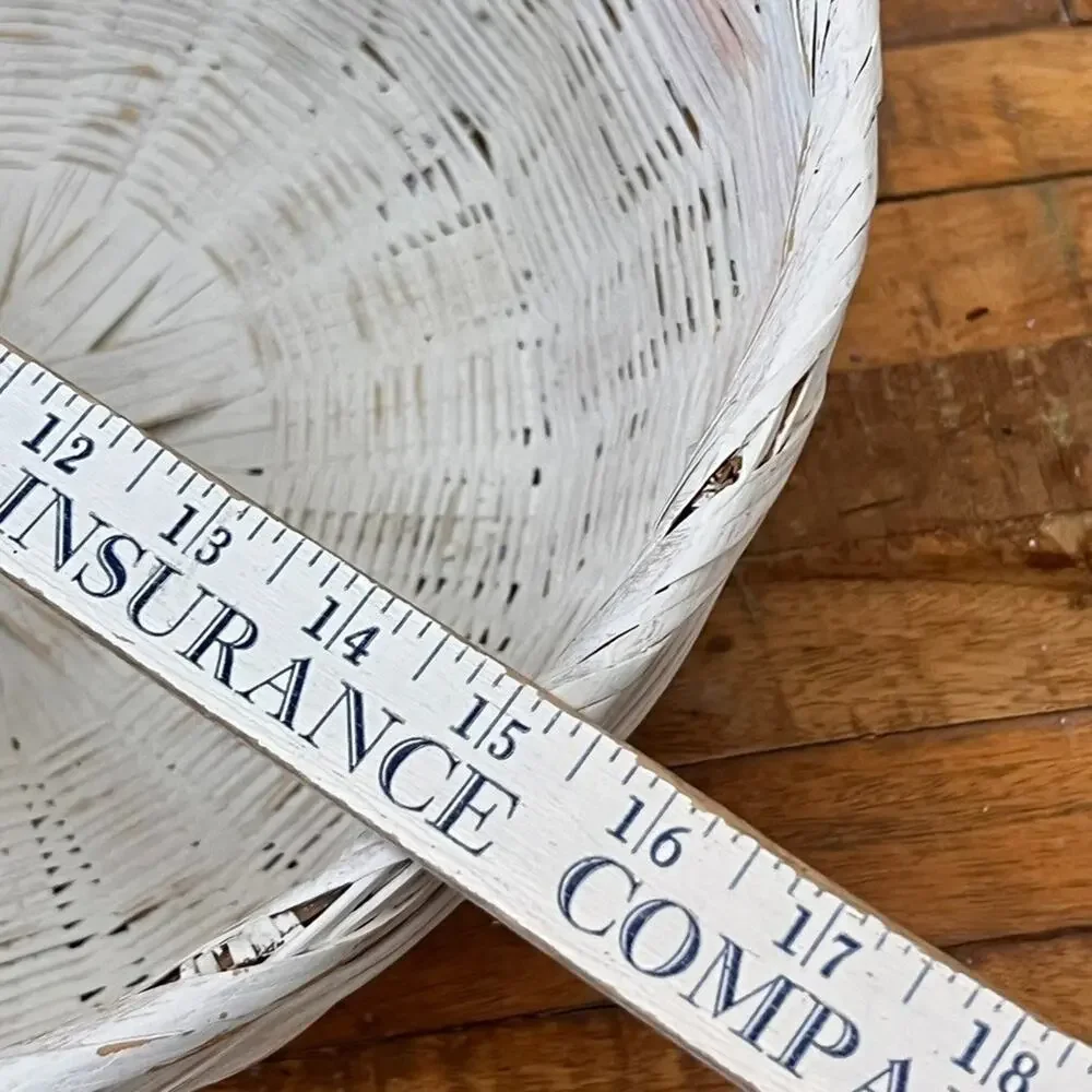White Painted Wicker Basket 15.5